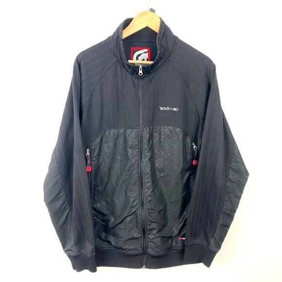 Ecko Unltd Track Jacket Men's Size Large Black Zip Up Mock Neck Outdoor Y2K - Picture 1 of 16